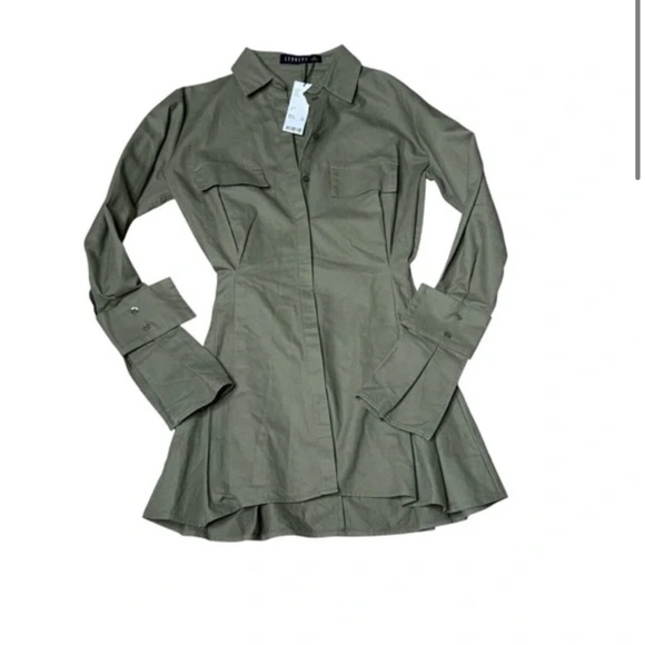 Lioness NWT Cover Girl Army Green Long Sleeve Mini Dress Size XS - Picture 2 of 8